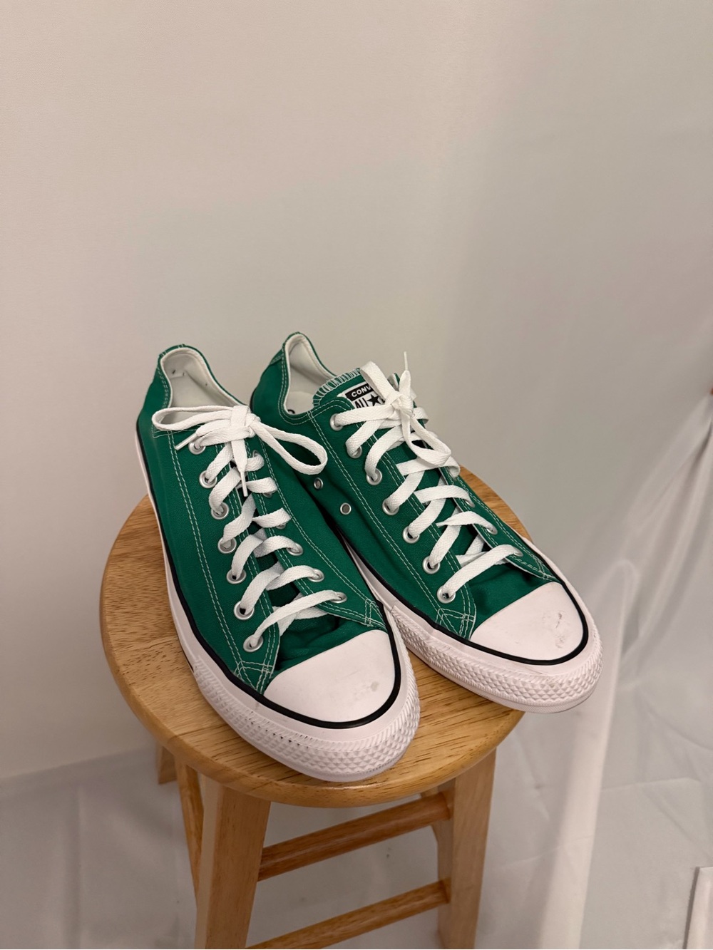 Converse Green Low-Top Canvas Sneakers with White Trim Men Size 13 Green Clover